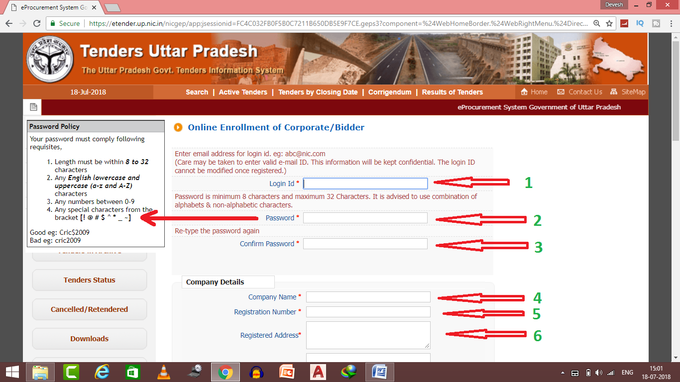 e tender registration e tender